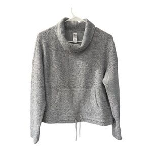 90 Degree By Reflex Heathered Gray Cowl Neck Cropped Active Sweater Size L